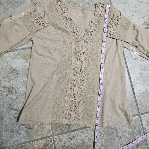 Soft Surroundings Womens Small Beige Embroidered Lace Boho Peasant Tunic Top - Picture 8 of 8